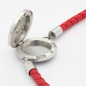 Promotional Gift Wholesale Children's Aromatherapy Essential Oil Diffuser Stainless Steel Tree Locket <b>Leather</b> <b>Bracelet</b> for - Product Image 5