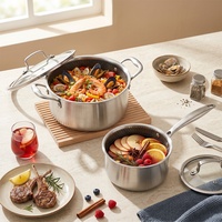 Lot de 10 casseroles et faitouts en acier inoxydable 304 à 3 plis, motif nid d'abeille, avec couvercles, compatibles induction, ensemble de luxe pour la cuisson