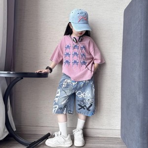 Set Abbigliamento Estivo 2026 per Ragazze Adolescenti: <span class=keywords><strong>Camicia</strong></span> Casual Rosa con Stampa Fiocchi Blu + Shorts in <span class=keywords><strong>Denim</strong></span> Tie-Dye, Completo 2 Pezzi - Product Image 5
