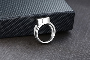 Nama Kustom Pria Memakai Cincin Kremasi Pita Bulat Abu Perak Kenang-kenangan - Product Image 4