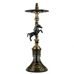 Chicha authentique Khalil Mamoon motif cheval, faite à la main - 82 cm, avec corps et chambre interne en laiton massif - Product Image 4