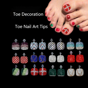 Faux-ongles brillants avec <span class=keywords><strong>strass</strong></span> pour les pieds, artificiels, courts, brillants, pressés, de haute qualité, Art des pieds, 24 pièces - Product Image 1
