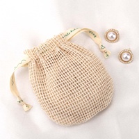 Promotion sac en maille de coton écologique pour savon Logo personnalisé ruban impression pochette à savon en maille