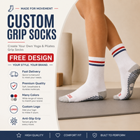 Chaussettes de yoga sportives en tricot pour femmes, avec logo personnalisé, en coton, à rayures, avec revers, pour ballet et Pilates, antidérapantes