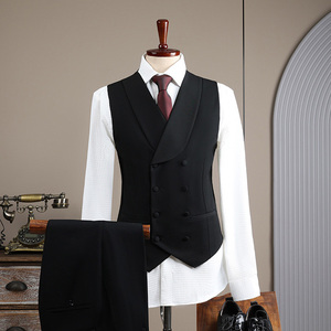 <span class=keywords><strong>Costume</strong></span> de Mariage Formel Homme Haut de Gamme Britannique Trois Pièces Double Boutonnage pour Adulte, En Laine Peignée, Fermeture Éclair Plate, <span class=keywords><strong>Costume</strong></span> d'Affaires - Product Image 4