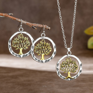 Ensemble collier et boucles d'oreilles géométriques en spirale ethnique, en alliage plaqué argent, bijoux de fête pour femmes - Product Image 3