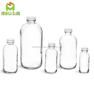 Bán buôn 1/2oz 1oz 2oz 4oz 8oz 16oz 32oz rõ ràng Boston chai thủy tinh vòng chai chất lỏng container với nắp nhựa màu đen - Product Image 2
