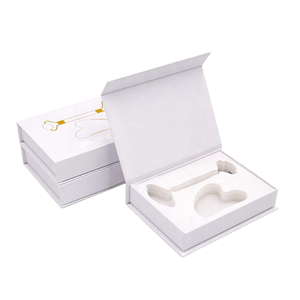 Custom Hard Cardboard Magnetic Flip Box Custom Printed Logo EVA Foam Insert For Beauty Gua Sha Stone Jade <b>Roller</b> Set Packaging - Product Image 1