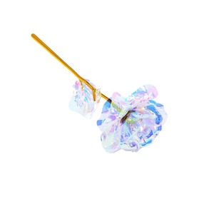 Rose en or 24 carats, cadeau, fleurs artificielles colorées, roses en verre pour la Saint-Valentin, décoration florale pour fête de Noël - Product Image 4