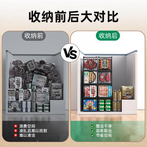 Refrigerator <b>Storage</b> Basket Foldable Black Rectangle <b>Kitchen</b> Organizer For Freezer Food Classification Stacking - Product Image 3