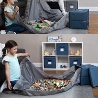 Cube jouet stockage tapis de jeu pour enfants empilable et pliable Cubby boîte organisateur de jouets bacs de rangement avec couvercle pour chambre d'enfant