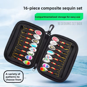 Lot de 16 leurres spinnerbait en ligne, cuillères métalliques et leurres artificiels rigides à paillettes, avec étui portable en EVA à fermeture éclair pour la <span class=keywords><strong>truite</strong></span>, le bar et le saumon - Product Image 1