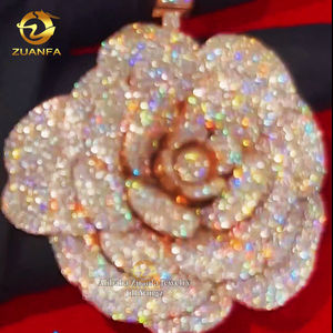 Perhiasan mewah <span class=keywords><strong>Camellia</strong></span> 3D Mode Tinggi 2.8 inci liontin hip hop kustom liontin Ice Out liontin Moissanite kustom - Product Image 4