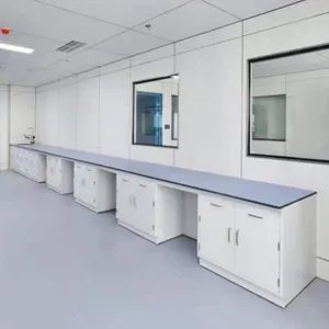 Banc de laboratoire personnalisé, banc de travail pour laboratoire chimique et médical, banc mural avec armoire