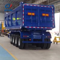 Remorque à trois essieux Aotong, capacité de charge lourde de 60 à 80 tonnes, remorque à benne hydraulique latérale, camion à benne arrière, semi-remorque