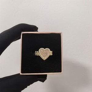 Dropshipping Fashionable pink diamond heart-shaped <strong>ring</strong> for women adjustable <strong>opening</strong> Gold plated Nugget Iced Out zircon <strong>ring</strong> - Product Image 1