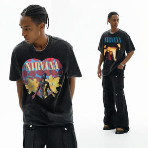 Camiseta <span class=keywords><strong>de</strong></span> manga corta estilo retro americano <span class=keywords><strong>para</strong></span> hombre, <span class=keywords><strong>de</strong></span> algodón puro, con estampado <span class=keywords><strong>de</strong></span> personajes, <span class=keywords><strong>de</strong></span> gran gramaje, lavada, a la moda, <span class=keywords><strong>para</strong></span> comercio transfronterizo. - Product Image 1