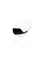 Fauteuil lounge moderne en fil métallique avec coussin noir et dossier en maille métallique blanche, fauteuil d'appoint contemporain pour salon