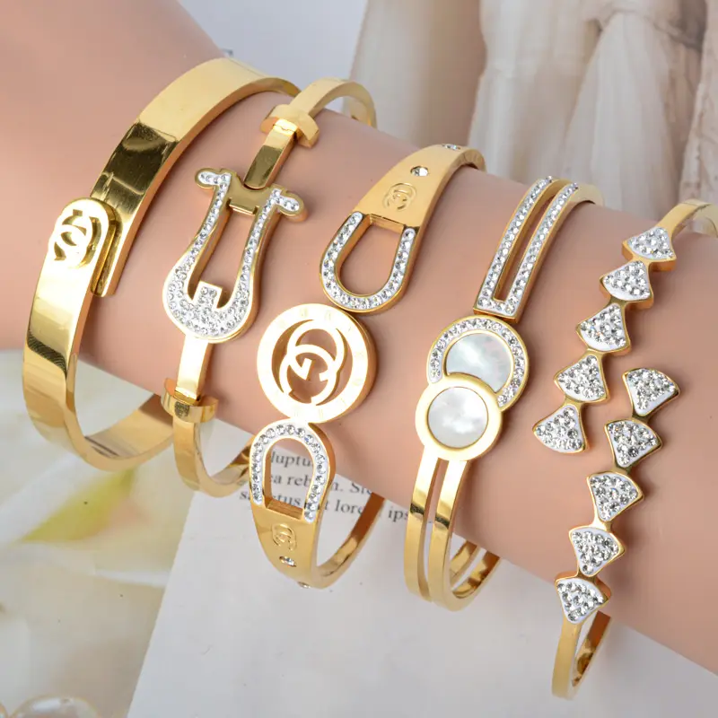 Bijuterias de moda em aço inoxidável, joias de moda bijuterias em aço inoxidável, variadas, pulseira feminina, pulseira barata, jóias aleatórias 316l
