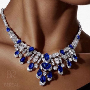 Conjunto de Joyería Nupcial Personalizado de Oro de 18K con Moissanita VVS, Collar y Pendientes, Cadena de Plata 925 con Diamante de Moissanita Cultivado en Laboratorio para Mujer - Product Image 1