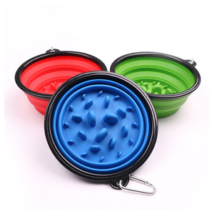 Animal de estimação portátil, cão para viagem ao ar livre e casa, alimentador lento, tigela, silicone dobrável - Product Image 1