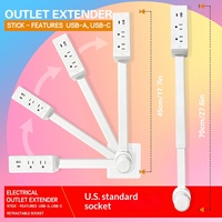 Konverter Stopkontak Standar AS Baru untuk Lintas Negara, Multi Soket dengan Port USB-A/USB-C, Pengisian Daya Nirkabel, Kabel Ekstensi Daya yang Dapat Ditarik