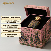 Boîte cadeau de luxe élégante en carton rose personnalisé avec couvercle et base gaufrés à l'or, insert en velours, emballage de parfum pour offrir en cadeau