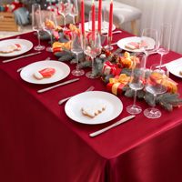 Nappe en satin bordeaux 120 x 60 pouces, couverture de table superposée