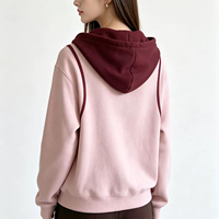 Sweatshirts à capuche roses pour femmes, décontractés, en coton, surdimensionnés, à manches longues, couleur unie, fabricant OEM ODM