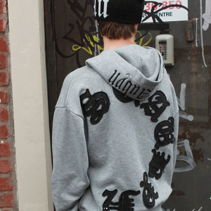 Custom Chenille Embroidered <strong>Patches</strong> Graphic Logo No String Heavyweight Distressed Vintage Acid Washed Zip up <strong>Hoodie</strong> Streetwear - Product Image 6
