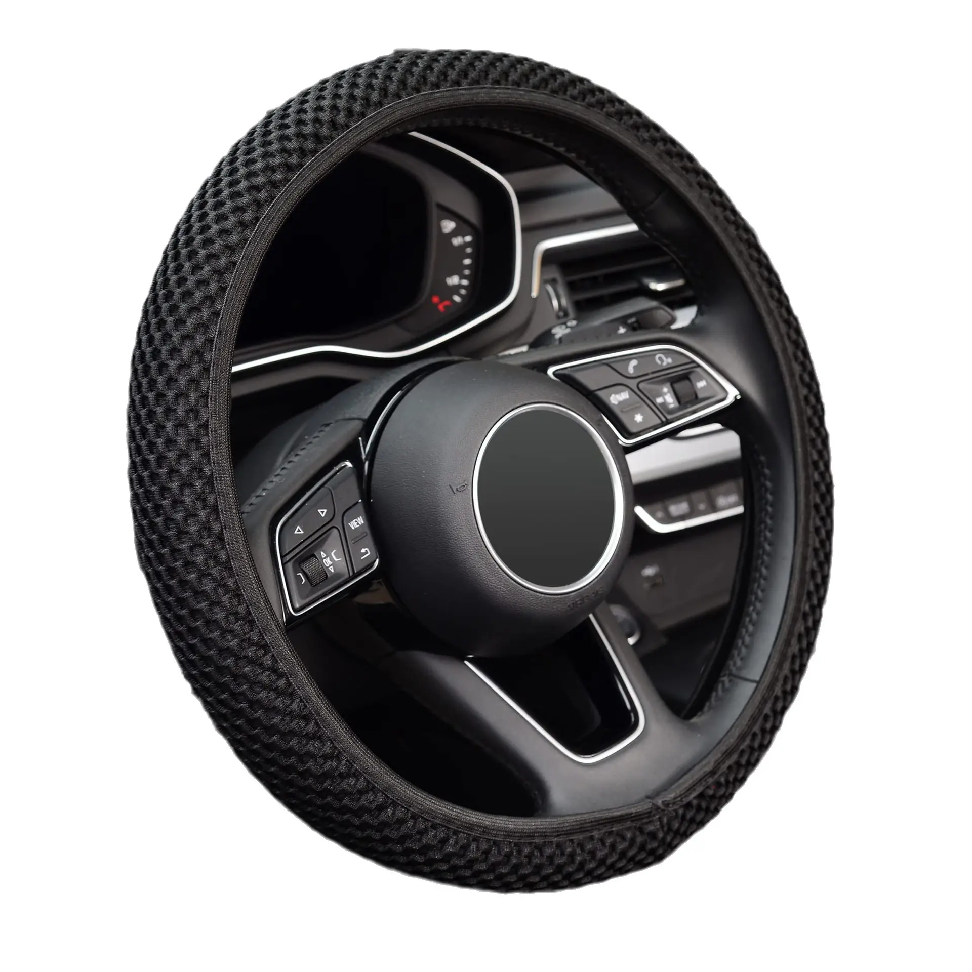 Custom Automobile decoration elastic steering wheel overlay no inner Stretch steering cover universal wheel cover leather sports