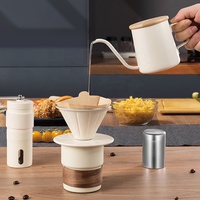 Ensemble de cafetière de camping en plein air, moulin à café manuel portable, facile à transporter, en acier inoxydable 304, pour les voyages et les pique-niques