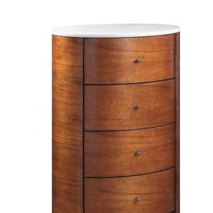 Cofre de cinco cajones de 1 pieza con acabado de nogal DB con rodamiento de bolas superior de mármol, muebles de dormitorio para sala de estar - Product Image 5