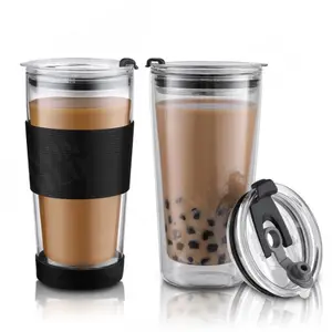 The Reusable Glass Coffee Cup, ToGo Travel Coffee Mug with Lid and