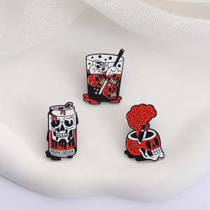 Squelette rouge horreur émail coulée broche ivre <span class=keywords><strong>pour</strong></span> <span class=keywords><strong>toujours</strong></span> Halloween métal <span class=keywords><strong>pour</strong></span> bijoux cadeau <span class=keywords><strong>pour</strong></span> amis en gros - Product Image 4