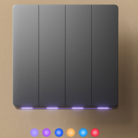 SMTLAP 4GANG Panneau en verre PC blanc/gris Bouton poussoir Smart Life pour Wi-Fi/Zigbee Interrupteur intelligent bidirectionnel Lumière LED colorée Google