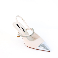 Sandales d'été à talons hauts en satin Style ancien chinois talons pointus Slingback diamant dos nu rehaussant avec des accents de diamant