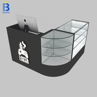Comptoir de présentation en bois et verre pour dispensaire et magasin de cigarettes, avec éclairage LED, design personnalisé, vente directe usine Baishida, écologique