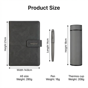 Set Regalo Aziendale di Lusso Personalizzato con Logo, Vendita all'Ingrosso, Taccuino A5, Penna, Bottiglia d'Acqua Isolata per Clienti, Dipendenti, Regali Aziendali - Product Image 3