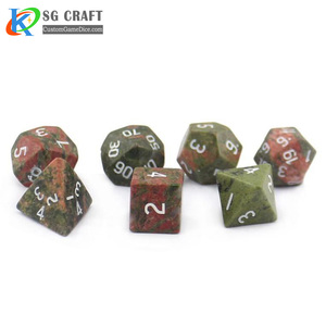 SueGao Craft Custom Handmade Chạm Khắc Đa Diện Kỹ Thuật Số RPG DnD Trò Chơi Xúc Xắc Đá Hỗn Hợp Màu Xanh Và Vàng 7 Chiếc Dành Cho Chơi Game - Product Image 5