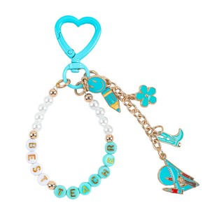 Nouvel accessoire créatif DIY en forme de chaussures à talons hauts de dessin animé avec visage souriant, pendentif, décoration de sac à perles, porte-clés - Product Image 1