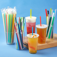 Pailles à bulles en plastique PP jetables sur mesure pour thé au lait, durables et flexibles