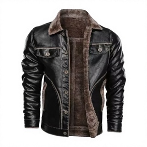 New <b>Men's</b> Casual Leather Bomber <b>Jacket</b> Coated Stand Collar Embroidery Letter Pattern Customizable Winter Zipper Closure - Product Image 3
