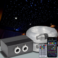 Source de lumière à fibre optique 28W à double port avec contrôle BLE via application, matrice LED blanche, roue chromatique, mode maître/esclave DMX512 pour plafonds étoilés