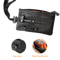 Porte-clés, pochette zippée, étui pour passeport noir, anti-RFID, petite pochette, porte-passeport, sac de rangement multifonctionnel