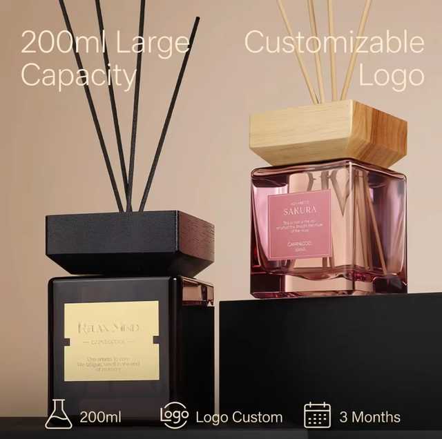 Factory Luxury 200ml Glass Reed Diffuser Essential Oil Home Fragrance Ornament Long Lasting Scent for Indoor Bedroom Gift Use