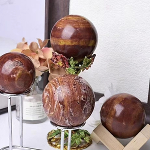 Esfera de Cristal Natural con Vetas de Madera, en Bruto y Pulida, Adorno para Decoración del Hogar u Oficina, Artesanía Clásica en Cristal - Product Image 4