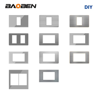 BAOBEN Prise Murale Standard UE Italie avec Interrupteur, Charge Rapide USB Type C, Module de Fonction DIY 4*2 4*4, Gris