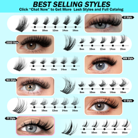 Kit de cils en grappe personnalisé avec logo, prix d'usine, courbure C, auto-greffe, effet yeux de chat, segments pré-coupés, ensembles de cils DIY