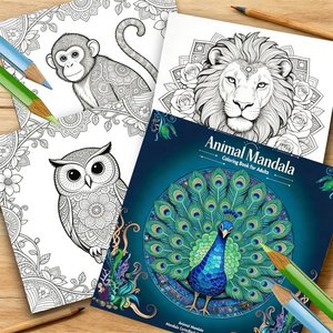 Carnet de coloriage OMD <span class=keywords><strong>Mandala</strong></span> <span class=keywords><strong>Animaux</strong></span> personnalisé avec pages et logo sur mesure pour carnet de croquis, fournitures scolaires d'art, livres anti-stress - Product Image 3